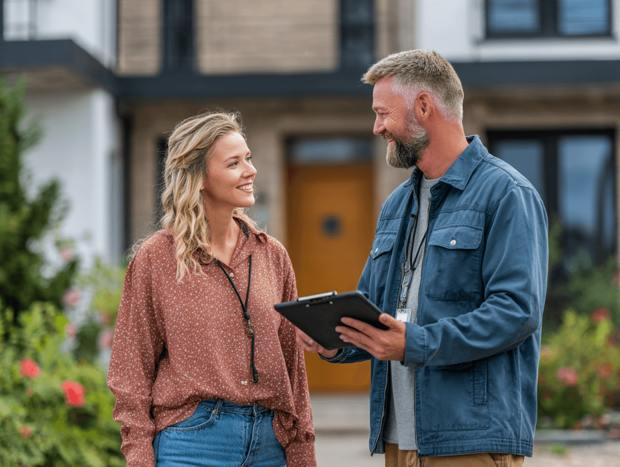 A Binsr inspector with a client
