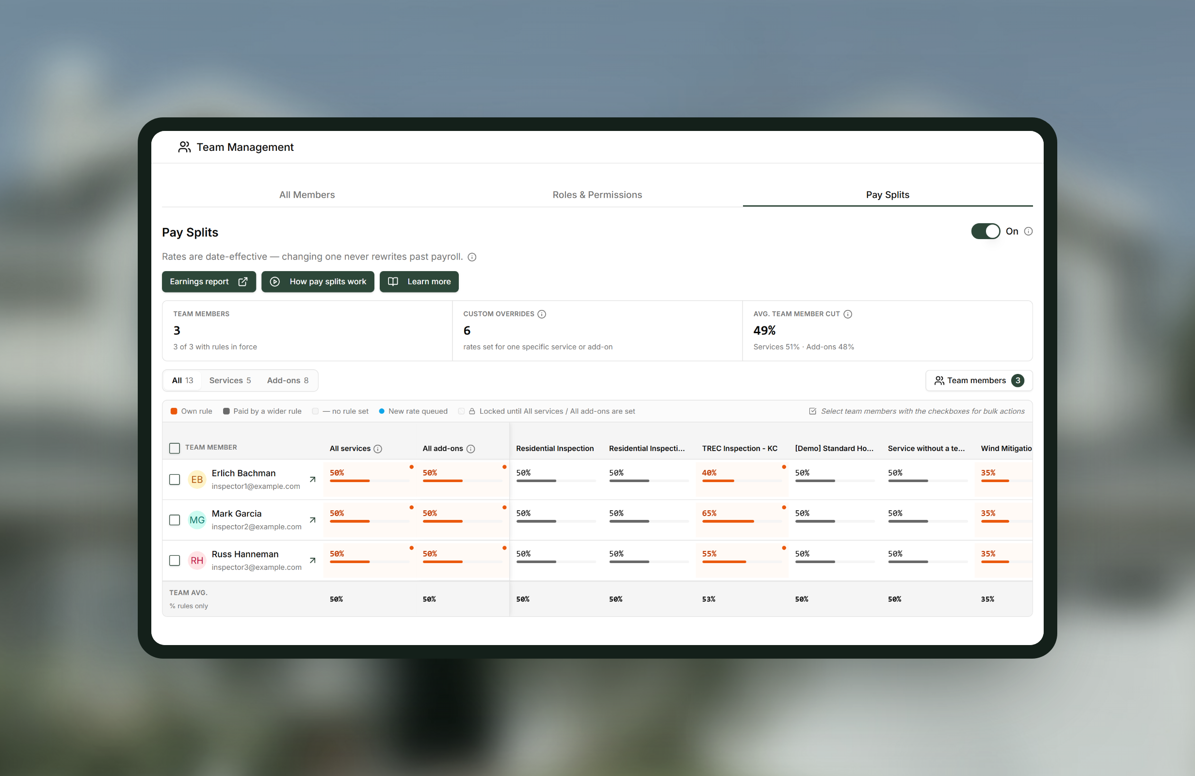 Pay Splits in Binsr Inspect
