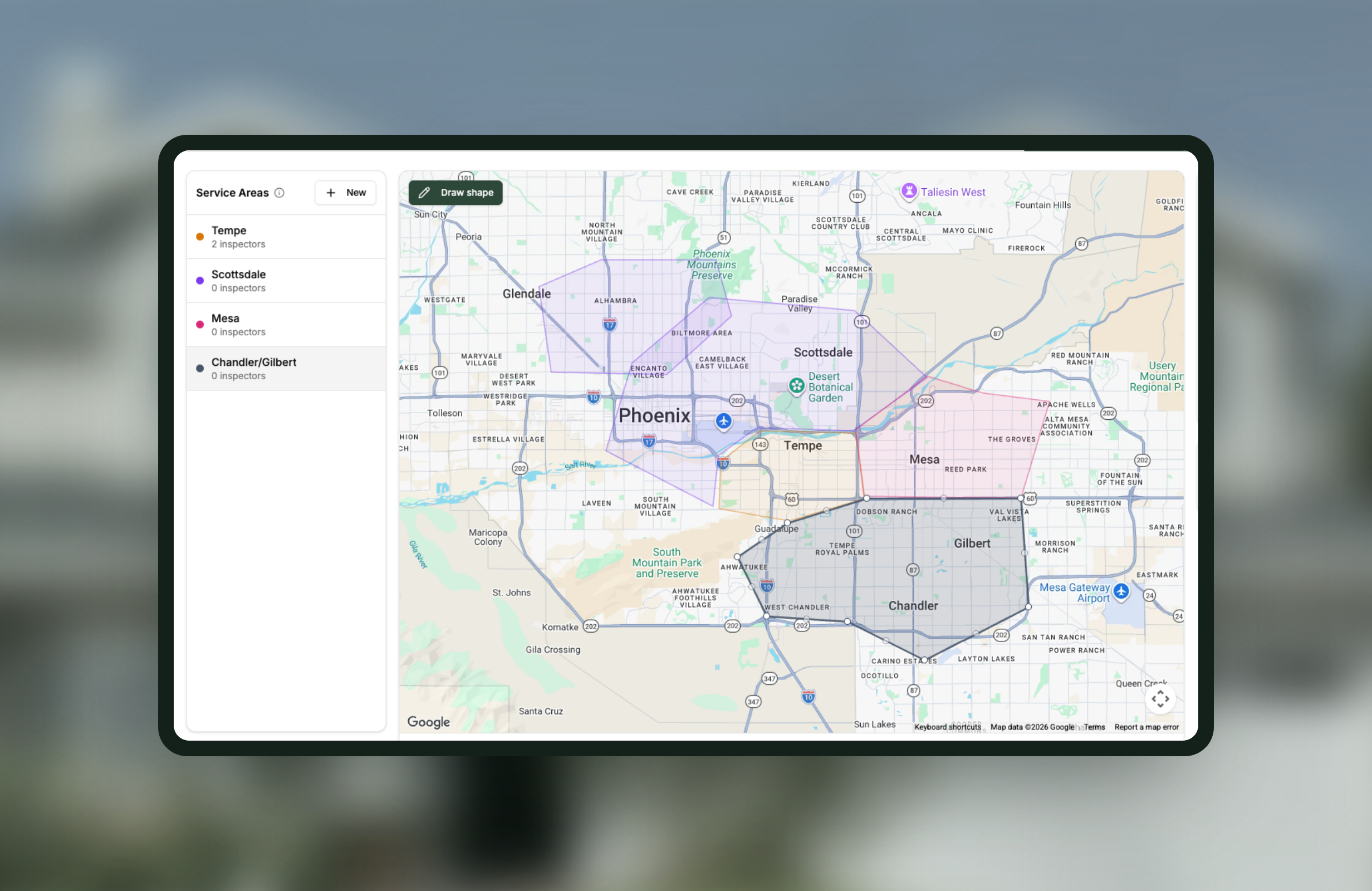 Coverage & Service Areas in Binsr Inspect